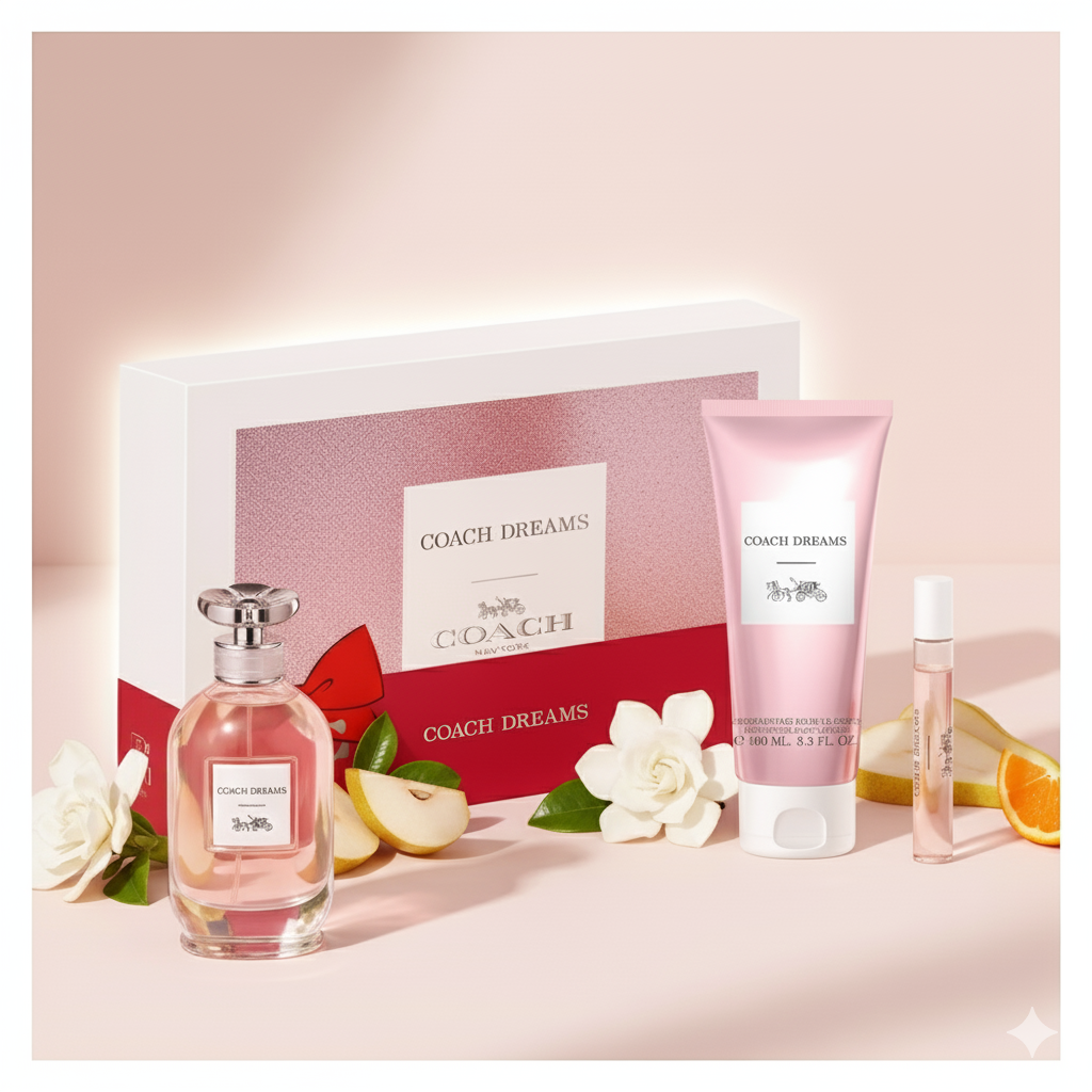 Coach Dreams Gift Set for Women (3.0 oz EDP + 3.3 oz Lotion + 0.25 oz Mini)