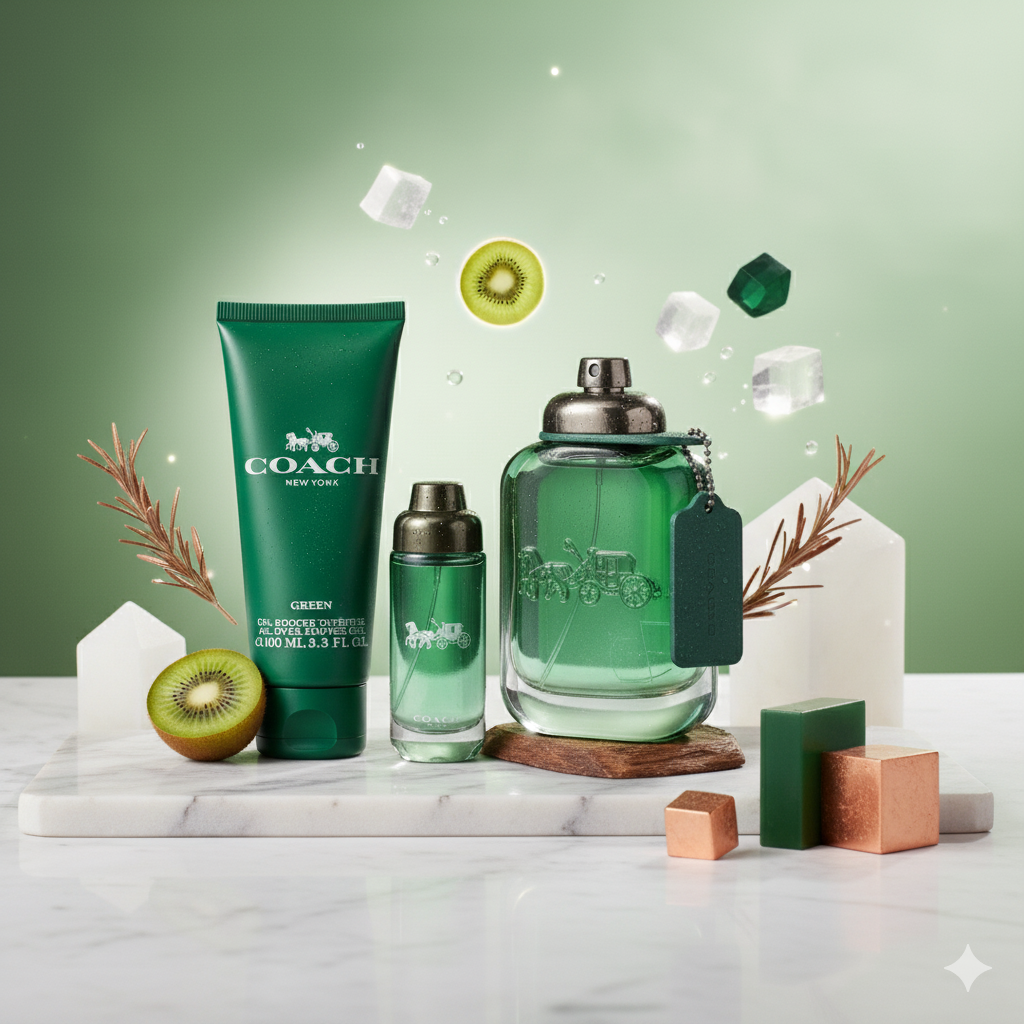 Coach Green 3-Piece Gift Set for Men (3.3 oz EDT + 0.5 oz EDT + 3.3 oz Shower Gel)