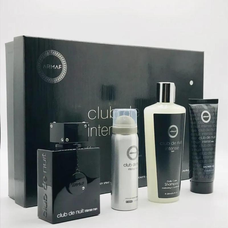 Armaf Club de Nuit Intense Men 4PC Gift Set for Men (3.6 oz EDT + 1.7 oz Perfume Body Spray + 3.4 oz Shower Gel + 8.4 oz Shampoo) Bodycare Scented Set