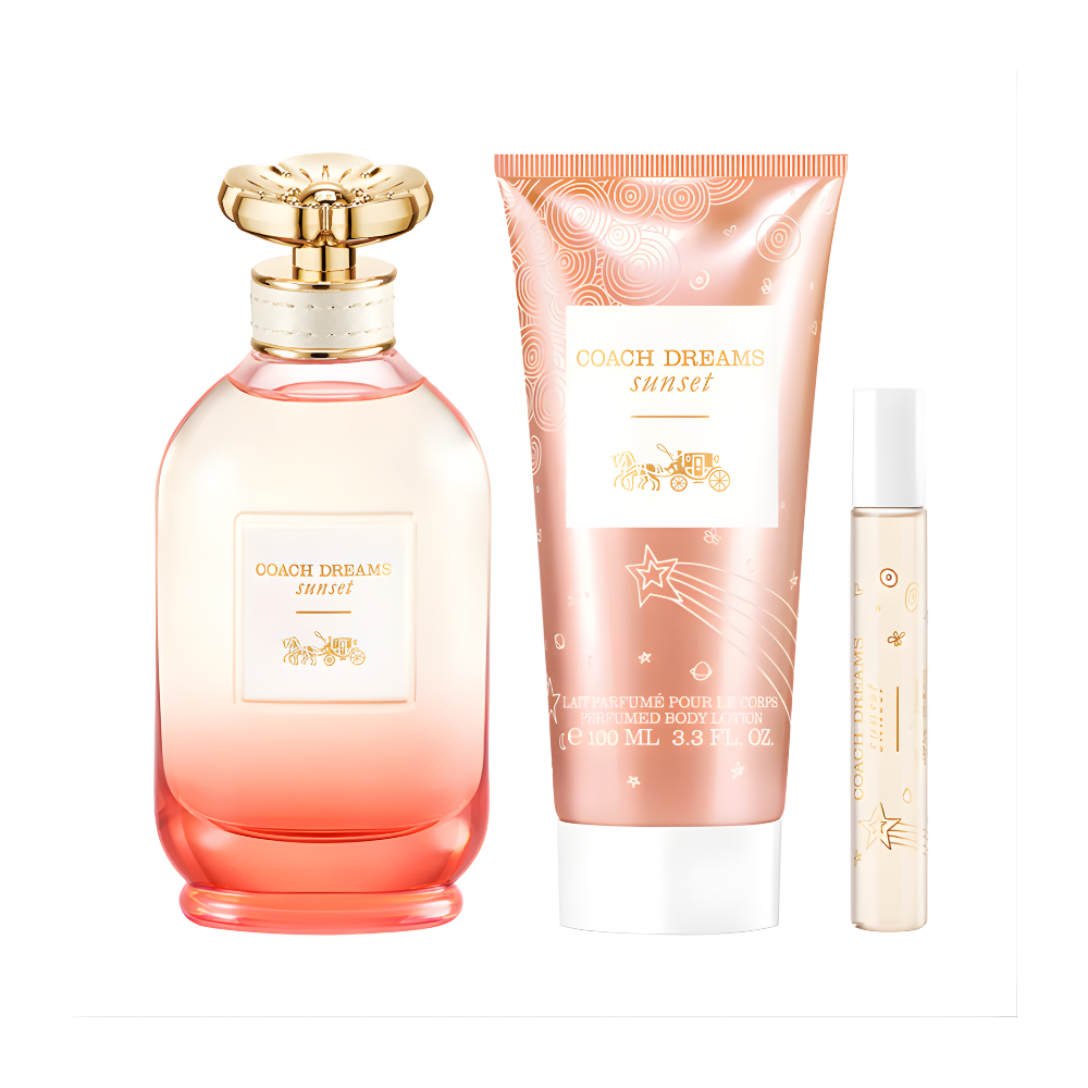 Coach Dreams Sunset Gift Set for Women (3.0 oz EDP + 3.3 oz Lotion + 0.25 oz Mini)