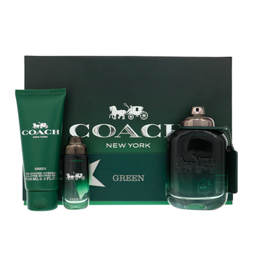 Coach Green 3-Piece Gift Set for Men (3.3 oz EDT + 0.5 oz EDT + 3.3 oz Shower Gel)