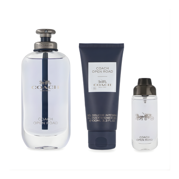 Coach Open Road Gift Set for Men (3.3 oz EDT + 0.5 oz EDT + 3.3 oz Shower Gel)