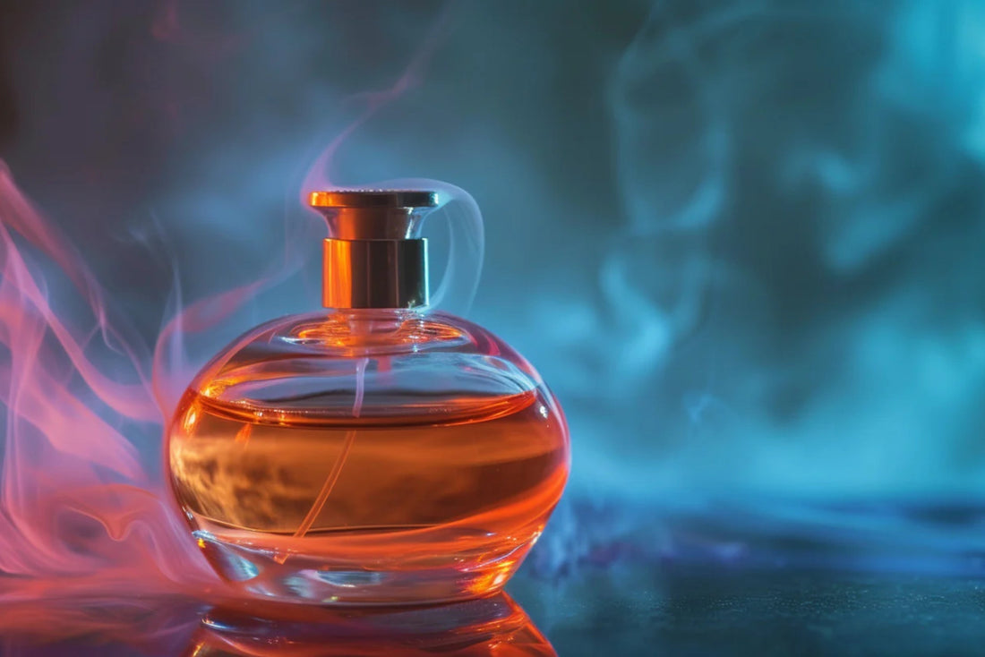 Close-up of a pheromone perfume bottle, showcasing its unique scent chemistry.