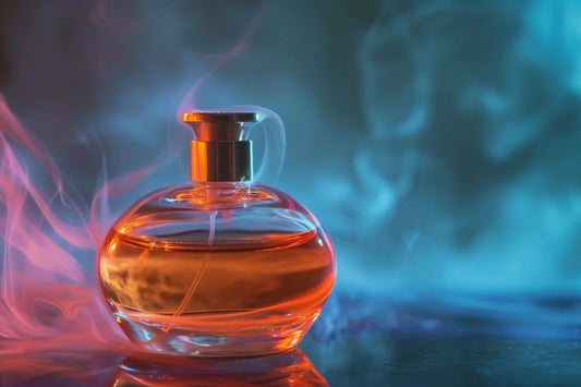 Close-up of a pheromone perfume bottle, showcasing its unique scent chemistry.
