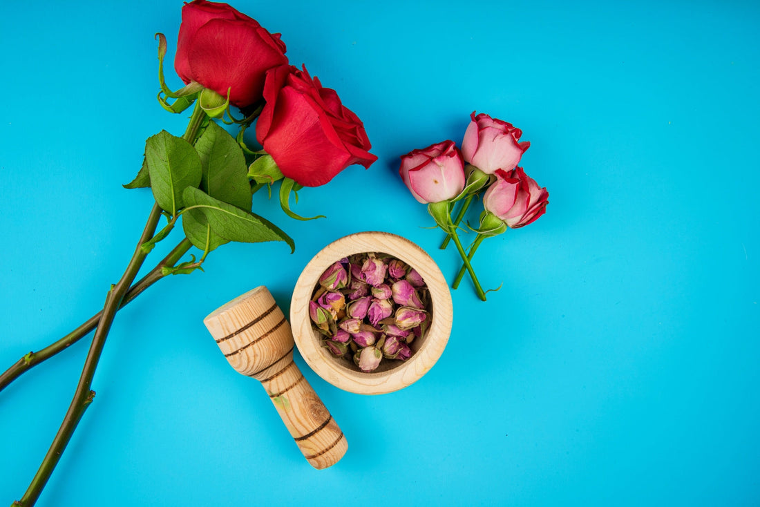 Pure Rose Attar pairs beautifully with classic red rose petals.