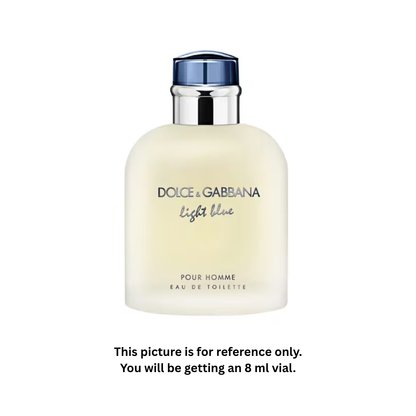 Dolce & Gabbana Light Blue Eau de Toilette for Men 8ml / 0.27oz – 100% Original Authentic Decanted Perfume Spray
