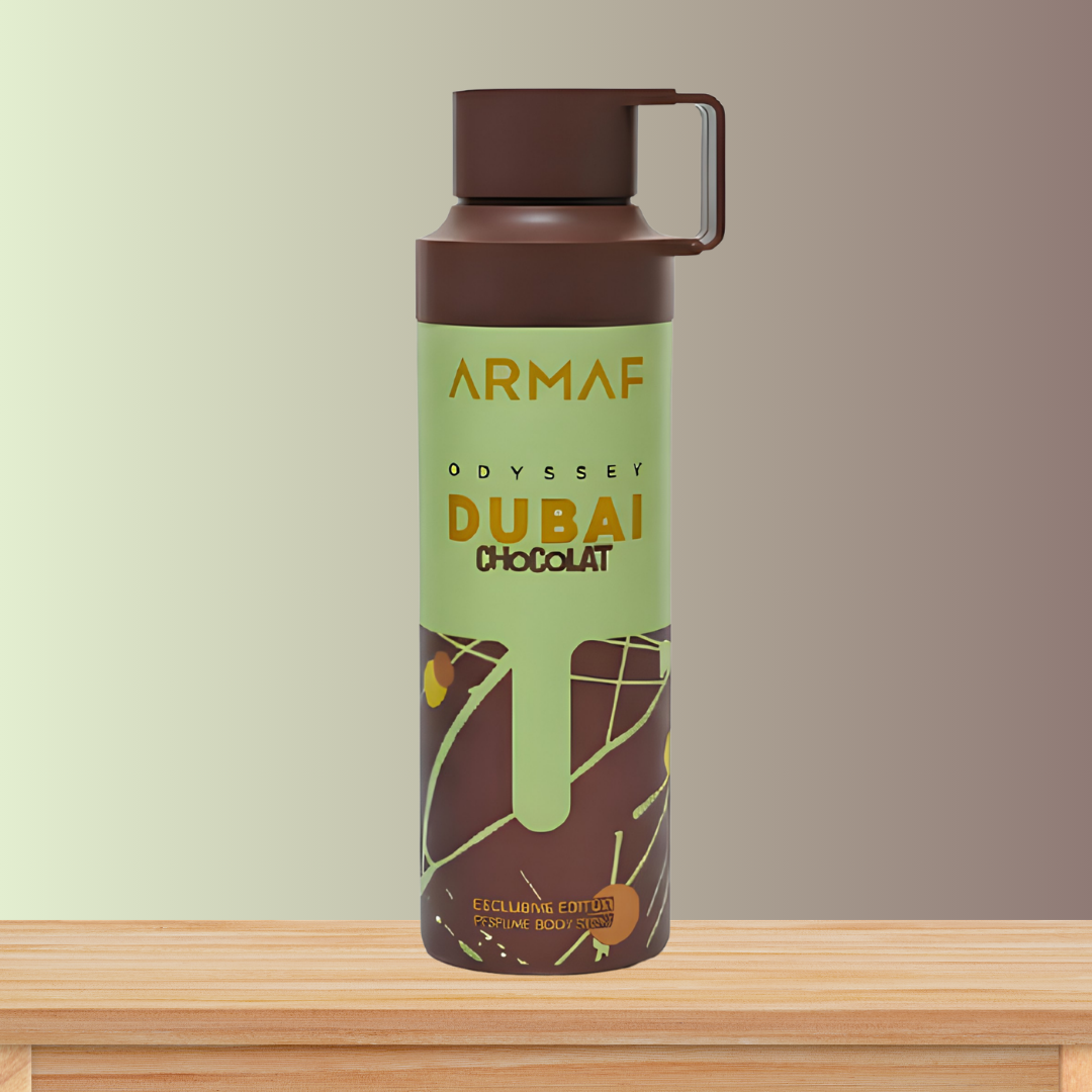 Armaf Odyssey Dubai Chocolat Gourmand Deodorant Body Spray 6.8 oz for Men | Amber Vanilla Fragrance | Coffee Chocolate Caramel