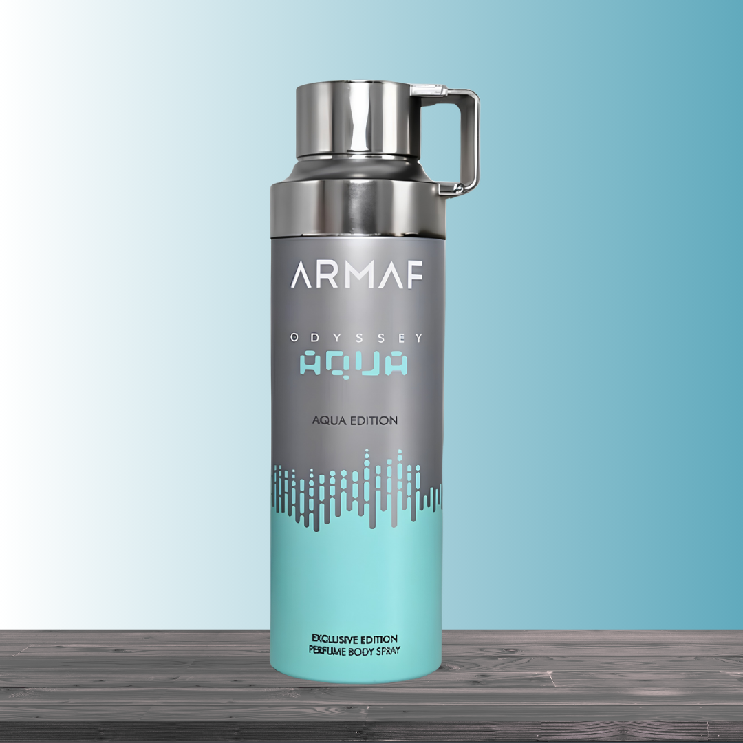 Armaf Odyssey Aqua Body Spray 6.8 oz for Men | Woody Aromatic Fragrance | Grapefruit Lavender Patchouli