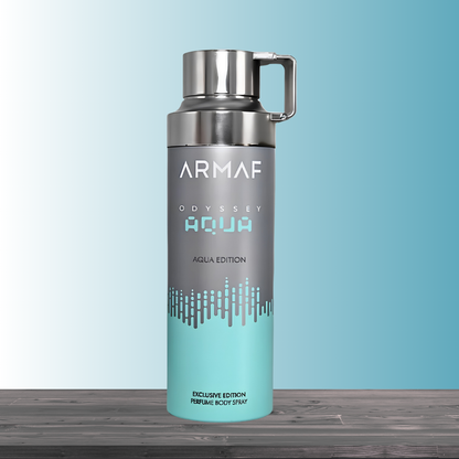Armaf Odyssey Aqua Body Spray 6.8 oz for Men | Woody Aromatic Fragrance | Grapefruit Lavender Patchouli