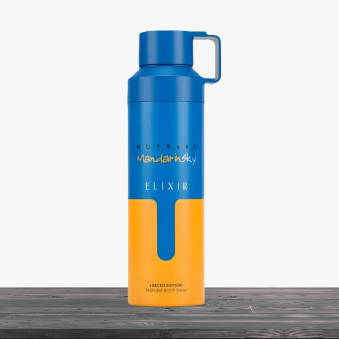 Armaf Odyssey Mandarin Sky Elixir Deodorant Body Spray 6.8 oz for Men | Amber Woody Fragrance | Mandarin Cardamom Vanilla