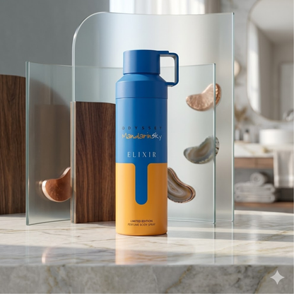 Armaf Odyssey Mandarin Sky Elixir Deodorant Body Spray 6.8 oz for Men | Amber Woody Fragrance | Mandarin Cardamom Vanilla