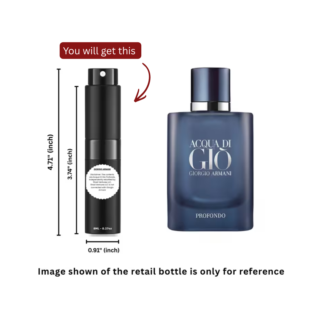 Giorgio Armani Acqua di Gio Profondo Eau de Parfum 8ml / 0.27oz – 100% Original Authentic Decanted Perfume Spray