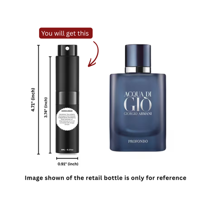 Giorgio Armani Acqua di Gio Profondo Eau de Parfum 8ml / 0.27oz – 100% Original Authentic Decanted Perfume Spray
