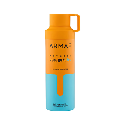 Armaf Odyssey Mandarin Sky Body Spray 6.8 oz for Men | Amber Woody Fragrance | Mandarin Caramel Cedar