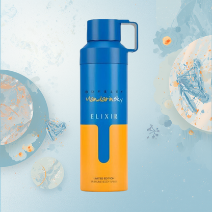 Armaf Odyssey Mandarin Sky Elixir Deodorant Body Spray 6.8 oz for Men | Amber Woody Fragrance | Mandarin Cardamom Vanilla