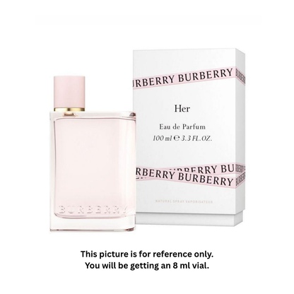 Burberry Her Eau de Parfum 8ml / 0.27oz – 100% Original Authentic Decanted Perfume Spray  Brand: BURBERRY