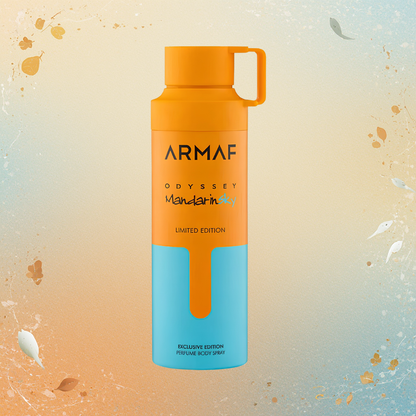 Armaf Odyssey Mandarin Sky Body Spray 6.8 oz for Men | Amber Woody Fragrance | Mandarin Caramel Cedar