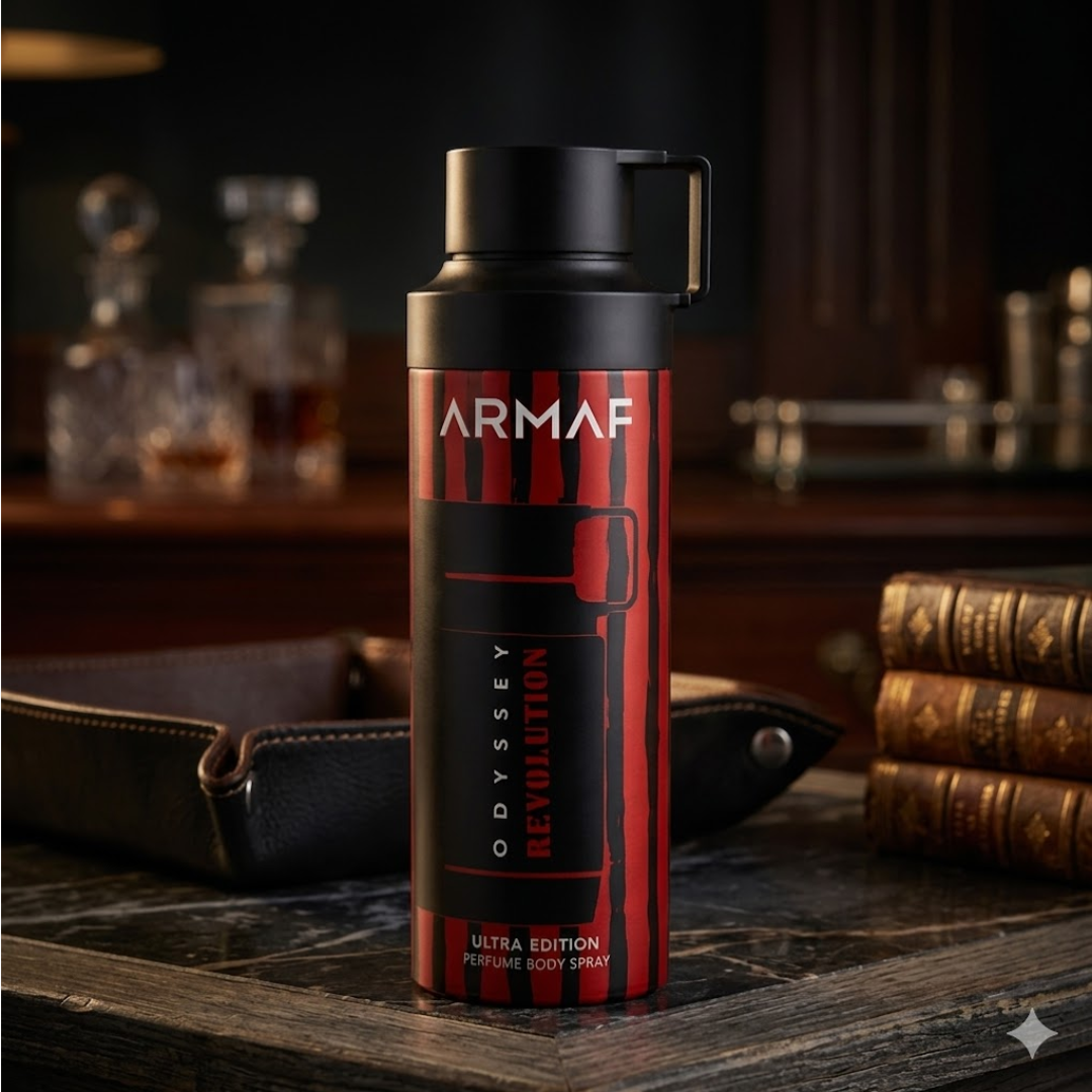Armaf Odyssey Revolution Ultra Edition Body Spray 6.8 oz for Men | Woody Spicy Fragrance | Citrus Violet Sea Accords