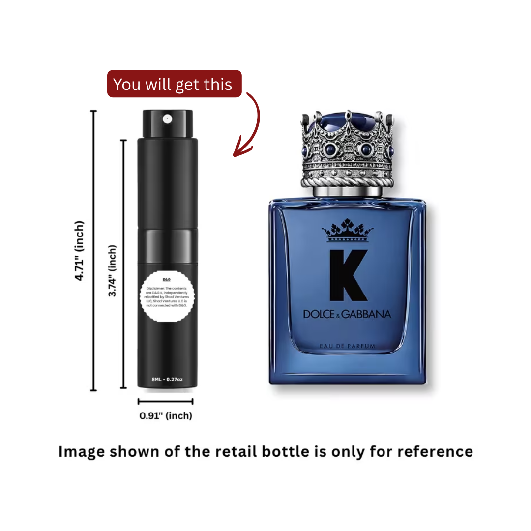 Dolce & Gabbana (D&G) K Eau de Parfum for Men 8ml / 0.27oz – 100% Original Authentic Decanted Perfume Spray