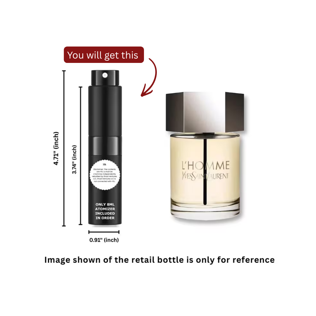 YSL L’Homme Eau de Toilette Men 8ml / 0.27oz | 100% Original Authentic Decanted Perfume Spray