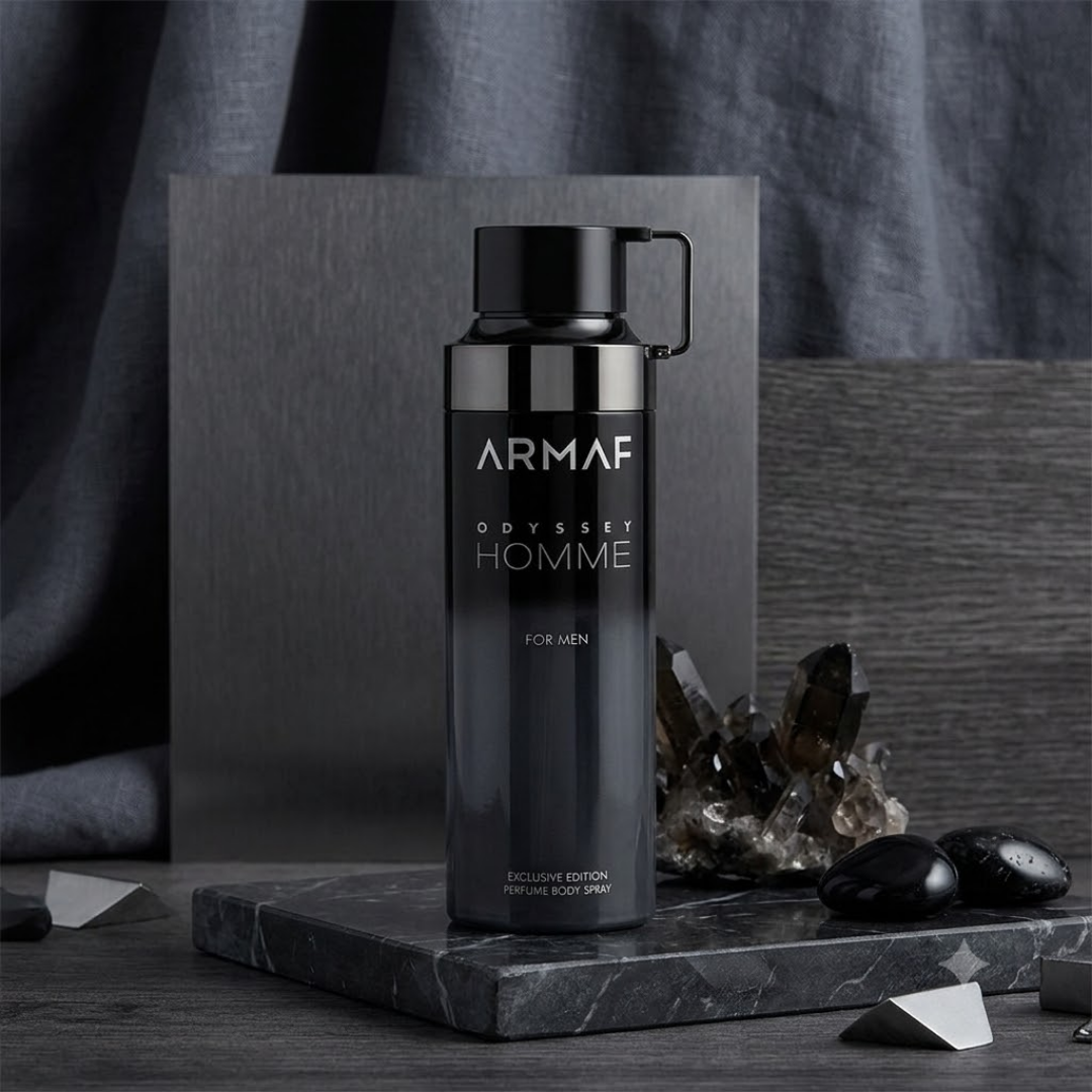Armaf Odyssey Homme Body Spray 6.8 oz for Men | Oriental Fragrance | Mandarin Cardamom Sandalwood Vanilla