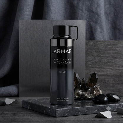 Armaf Odyssey Homme Body Spray 6.8 oz for Men | Oriental Fragrance | Mandarin Cardamom Sandalwood Vanilla