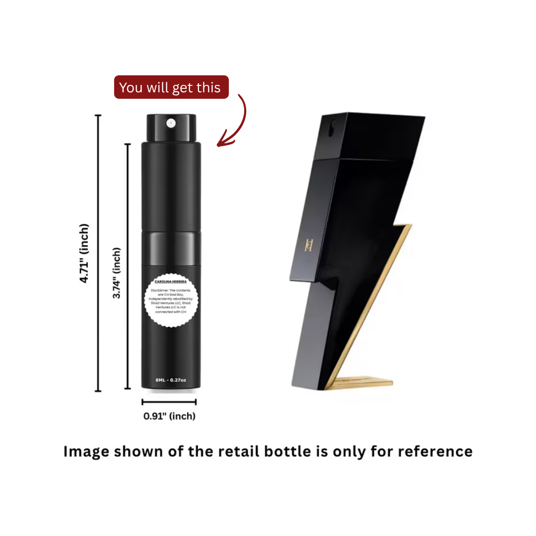 Carolina Herrera Bad Boy Eau de Toilette Men 8ml / 0.27oz – 100% Original Authentic Decanted Perfume Spray