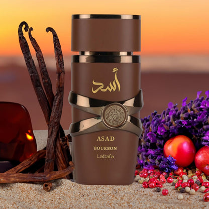 Lattafa Asad Bourbon Eau de Parfum Spray for Unisex 3.4 Oz