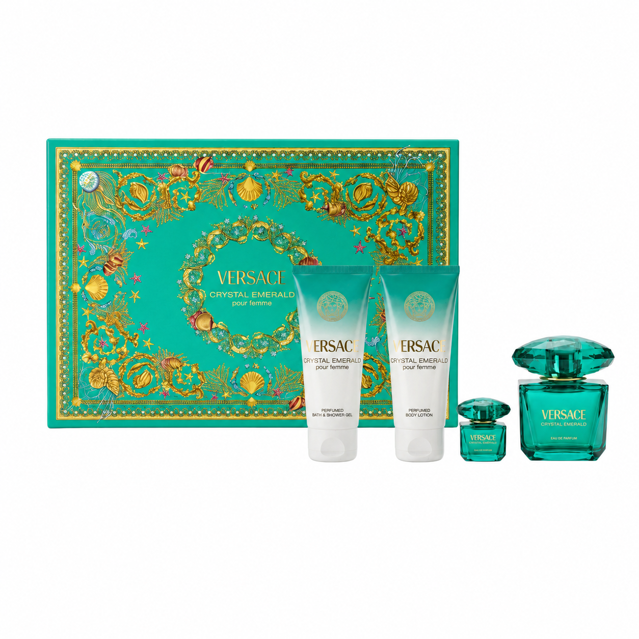 Versace Crystal Emerald Pour Femme 4-Piece Gift Set | Eau de Parfum, Body Lotion & Shower Gel