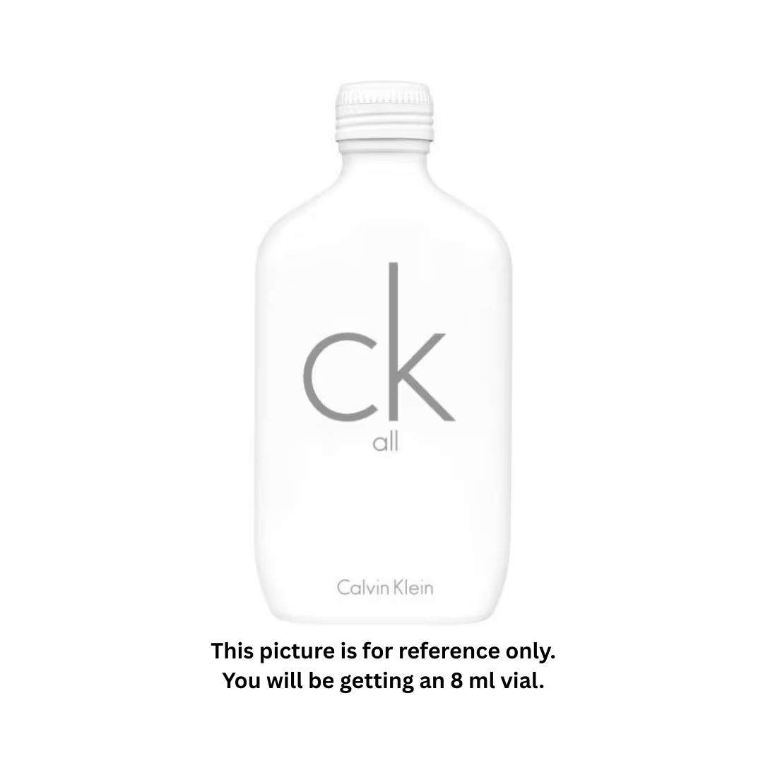 Calvin Klein CK All Eau de Toilette 8ml / 0.27oz – 100% Original Authentic Decanted Perfume Spray (Unisex)