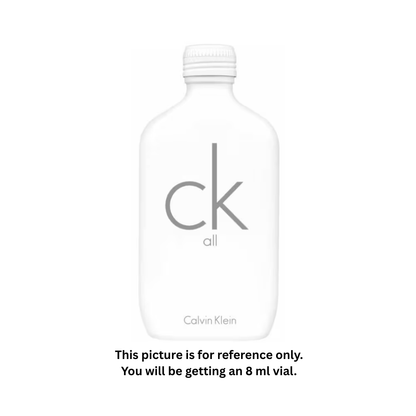 Calvin Klein CK All Eau de Toilette 8ml / 0.27oz – 100% Original Authentic Decanted Perfume Spray (Unisex)