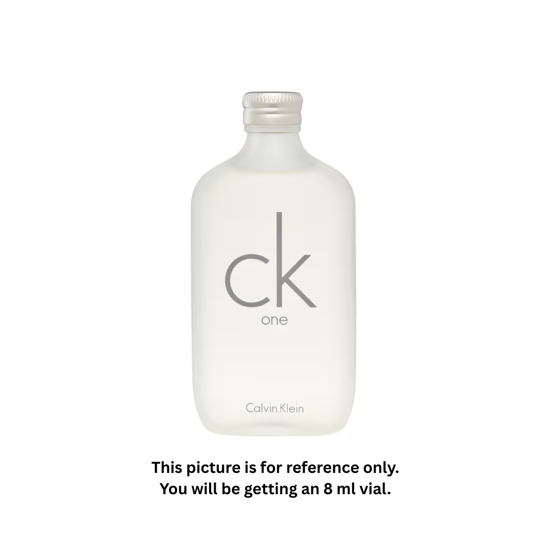 Calvin Klein CK One Eau de Toilette 8ml / 0.27oz – 100% Original Authentic Decanted Perfume Spray (Unisex)