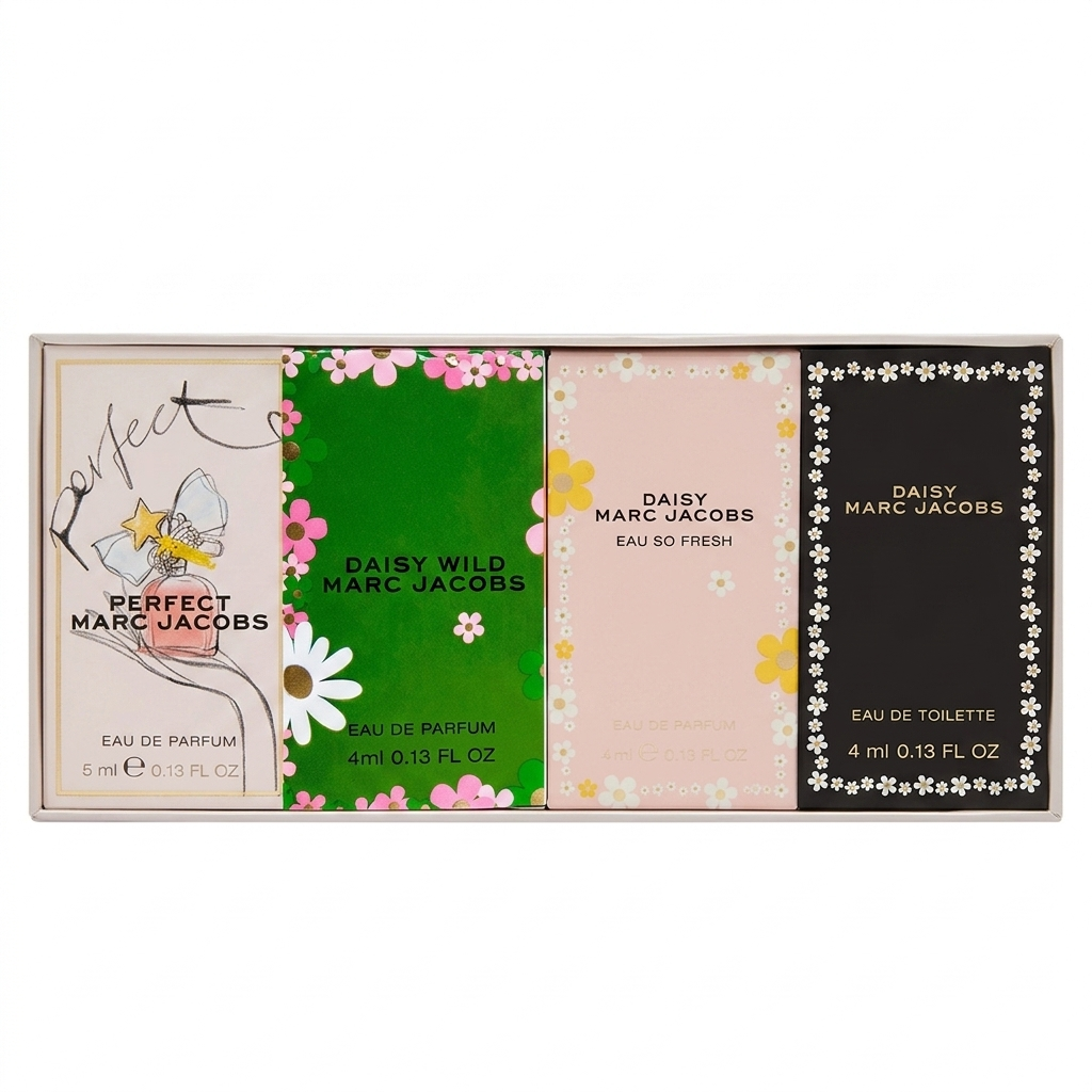 Marc Jacobs Mini Set Eau de Toilette Gift Set | 4 Piece Fragrance Collection (Daisy. Fresh, Wild & Perfect)