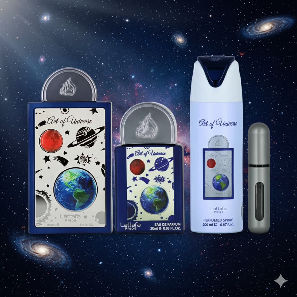 Lattafa Pride Art Of Universe Unisex 3-Piece Gift Set | 3.4 oz EDP + Travel Spray + Deodorant