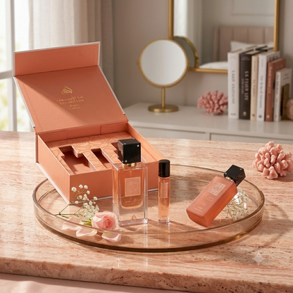 Lattafa Ana Abiyedh Coral Gift Set | Eau de Parfum 60ml + Travel Spray 12ml + Hair Mist 50ml