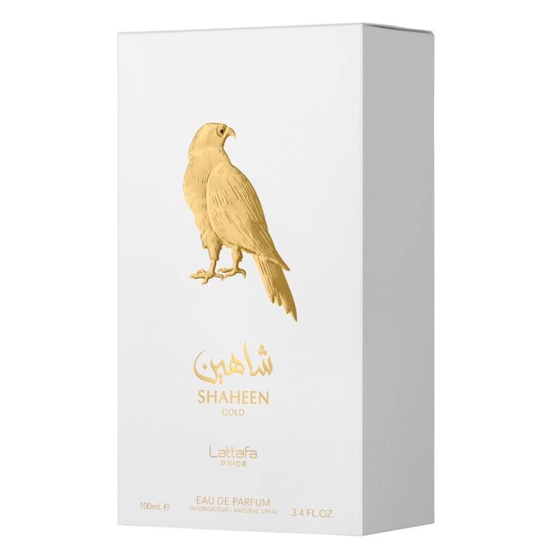 Lattafa Shaheen Gold for Unisex Eau de Parfum Spray, 3.4 Oz