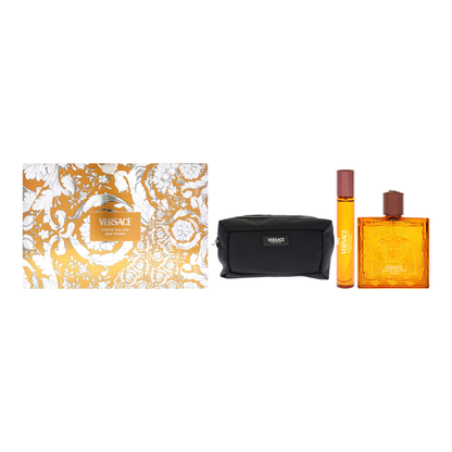 Versace Eros Najim Parfum Pour Homme 3pc Gift Set - 3.4 oz Spray, Travel Size & Pouch