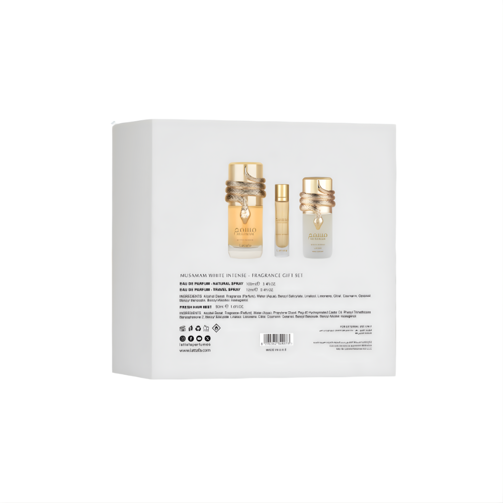 Lattafa Musamam White Intense 3-Piece Gift Set – Unisex Eau de Parfum & Hair Mist