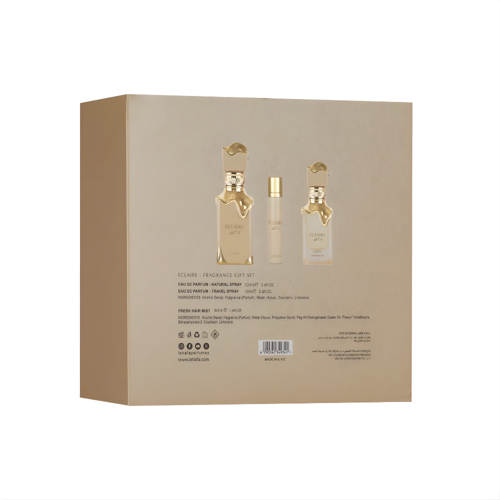 Lattafa Eclaire 3-Piece Gift Set – Unisex Eau de Parfum & Hair Mist