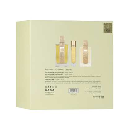 Lattafa Angham 3-Piece Gift Set – Unisex Eau de Parfum & Hair Mist