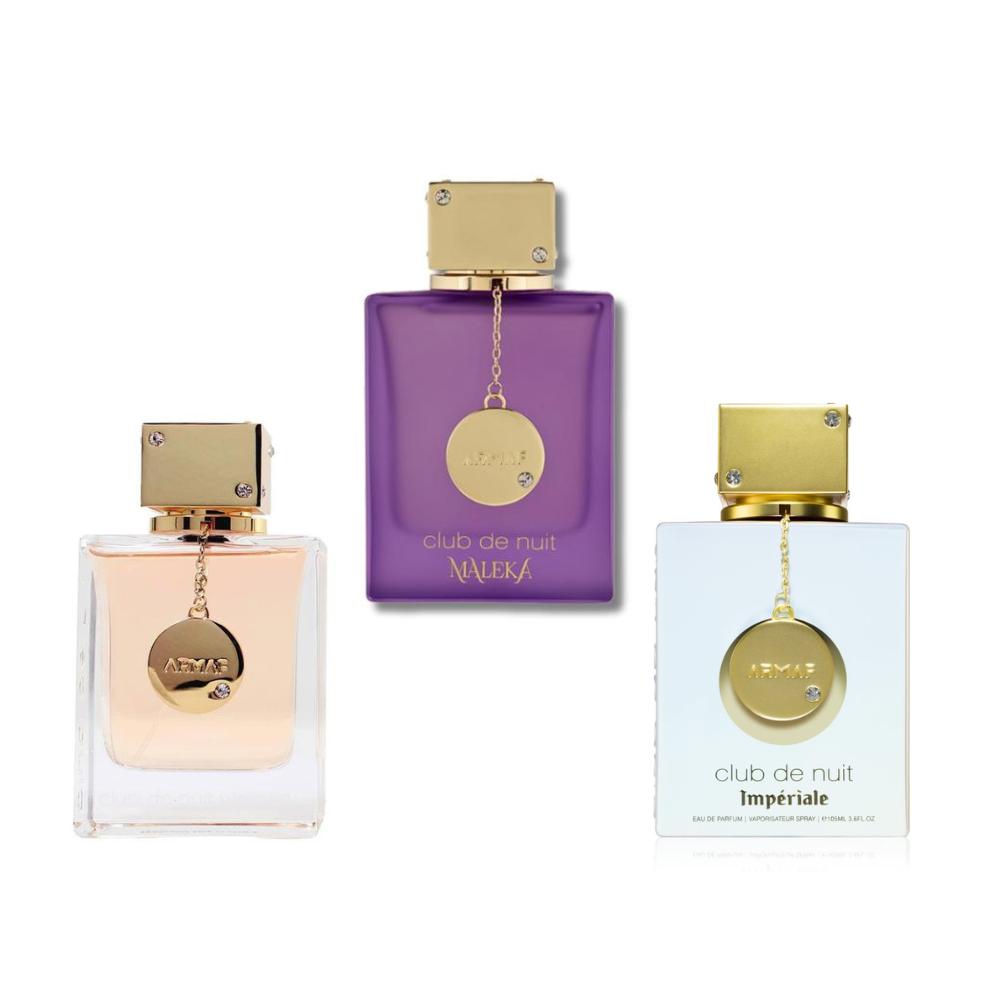 Armaf Club De Nuit 3-Piece Perfume Set for Women - Club De Nuit Women 3.6 oz, Maleka 3.6 oz, Imperiale 3.6 oz