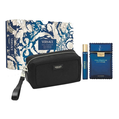 Versace Eau Fraiche Extreme Gift Set 3-piece | Men’s Eau de Parfum Fragrance Set | Fresh Citrus & Woody Cologne Gift Set | Eau de Parfum Spray + Travel Spray