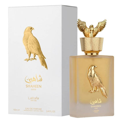 Lattafa Shaheen Gold for Unisex Eau de Parfum Spray, 3.4 Oz