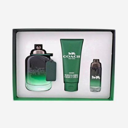 Coach Green 3-Piece Gift Set for Men (3.3 oz EDT + 0.5 oz EDT + 3.3 oz Shower Gel)