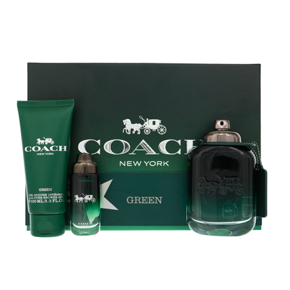 Coach Green 3-Piece Gift Set for Men (3.3 oz EDT + 0.5 oz EDT + 3.3 oz Shower Gel)