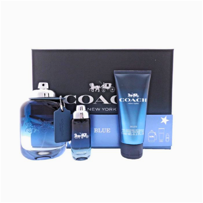 Coach Blue Gift Set for Men (3.3 oz EDT + 0.5 oz EDT + 3.3 oz Shower Gel)