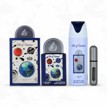 Lattafa Pride Art Of Universe Unisex 3-Piece Gift Set | 3.4 oz EDP + Travel Spray + Deodorant